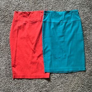 Coral and Teal Pencil Skirts (Coral size M, Teal size S)